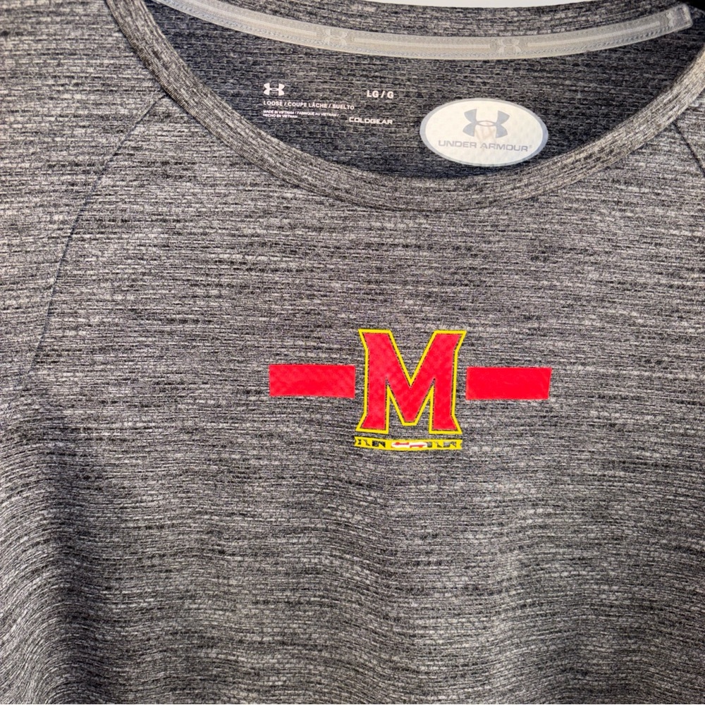 Under Armour Gray Heather Tee with Red & Yellow 'M' Logo